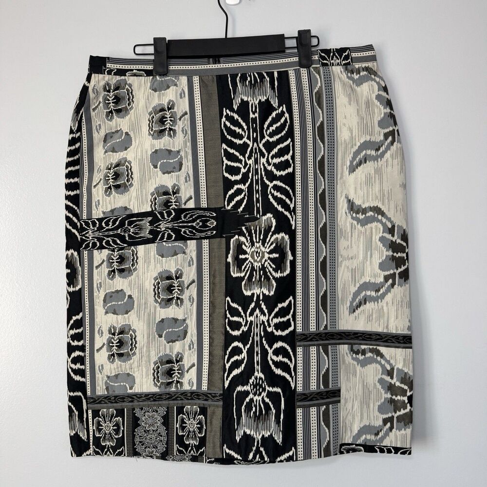 Yeohlee New York Gray Black Floral Patchwork Skirt Sz 16
